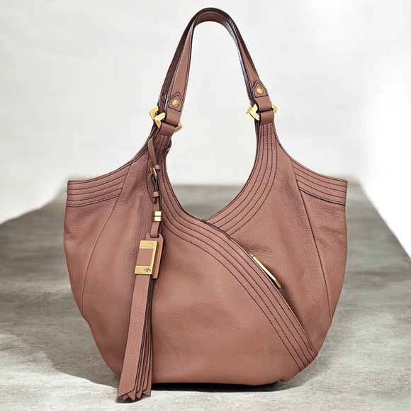 orYANY Handbags - orYANY Tracy Leather Hobo Bag Tassel Pebble Leather Brown Tan Mauve MANY POCKETS